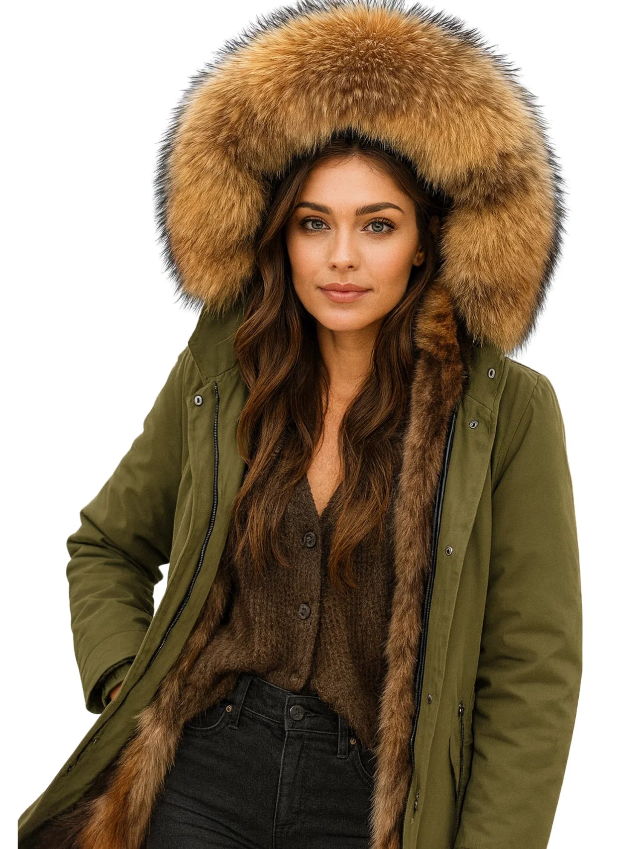 Women's Long Real Fur Coat Parka Waterproof -, Coats & Jackets , Drestiny , 4XL, 5XL, 6XL, 7XL, Australia, Black, Brown, Canada, Coats, Dark Brown, Dark Red, Grey, L, Light Grey, M, New Zealand, Olive Green, Red, S, Tan, United Kingdom, United States, XL, XXL, XXXL , Drestiny , www.shopdrestiny.com