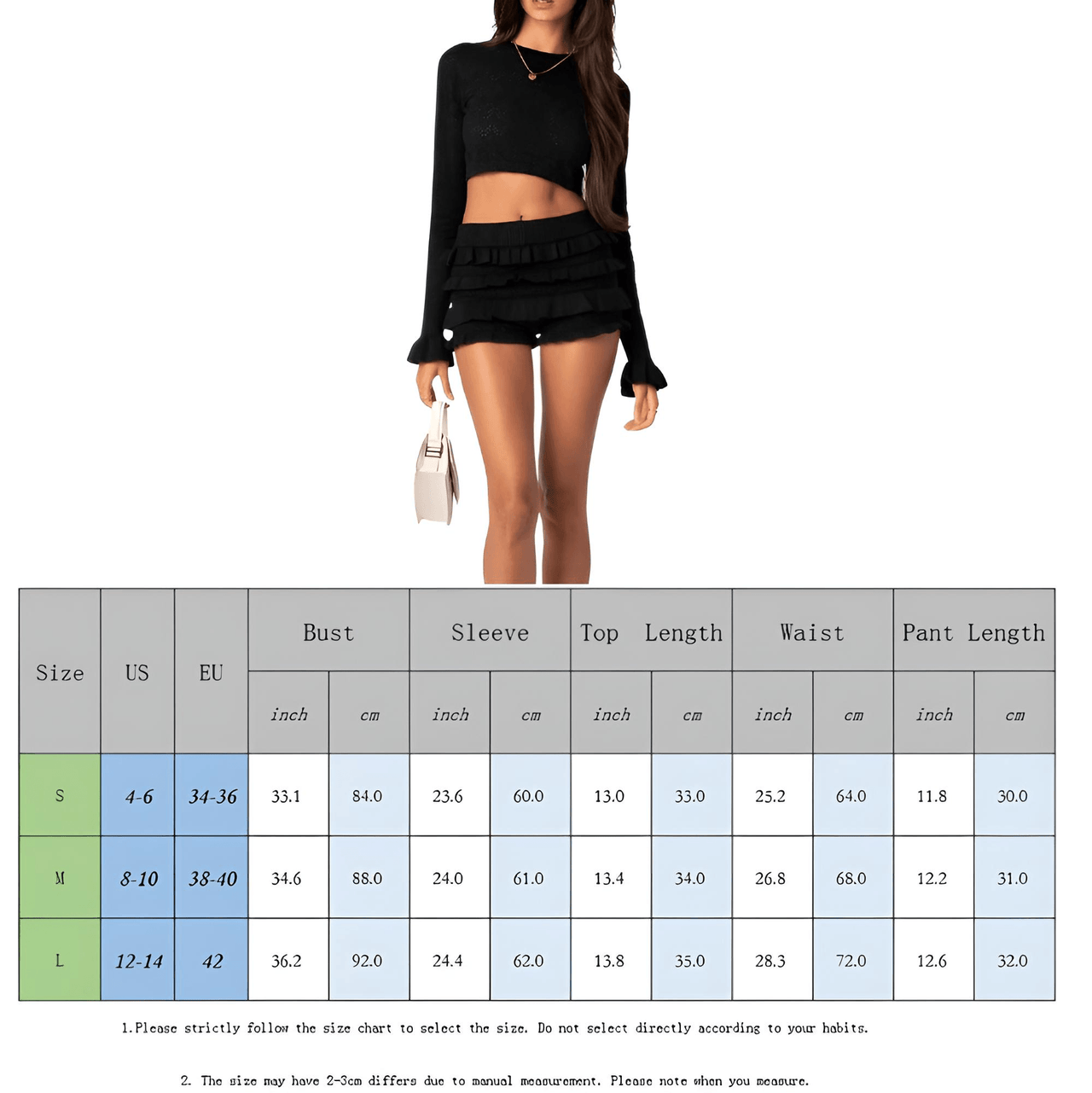 Women's Long Sleeve Crop Top + Shorts 2-Piece Set -, Short Sets , Drestiny , Australia, Black, Casual Shirts, Crop Tops, FR, Light Pink, Long Sleeves, New Zealand, Pink, Sets, Short Sets, Shorts, United Kingdom, United States, White , Drestiny , www.shopdrestiny.com