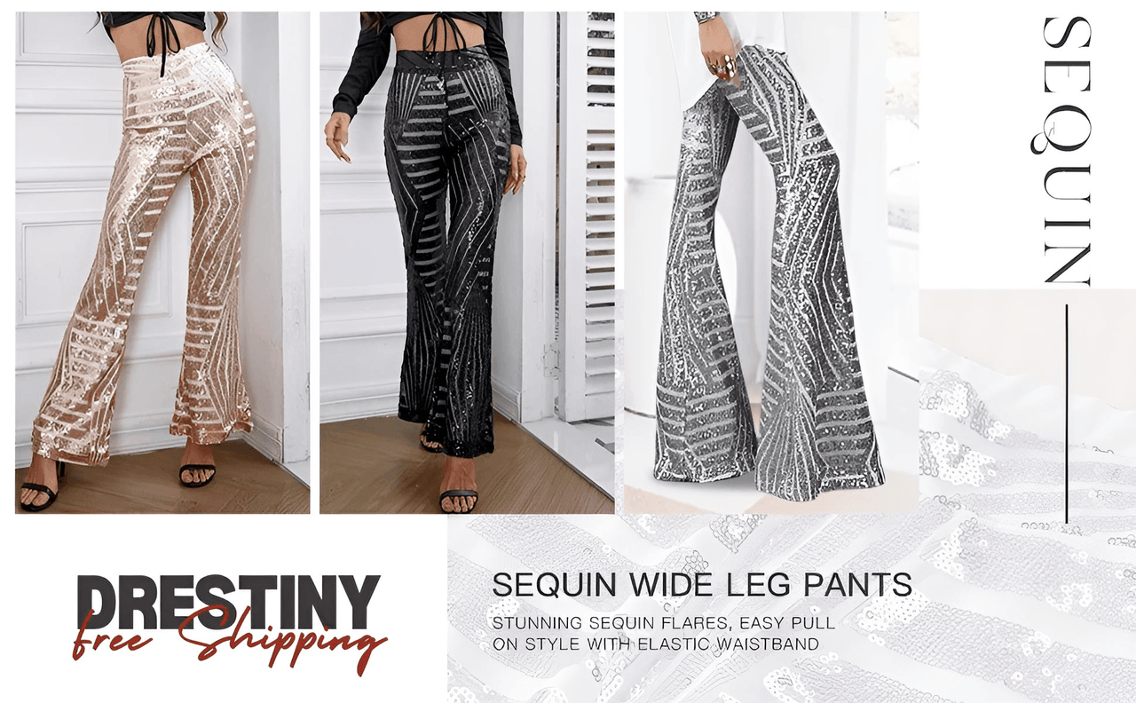 Women's Loose Wide-Leg High-Waist Sequin Pants -, Pants , Drestiny , Apricot, Australia, Black, Blue, Brown, Canada, Casual Pants, Dress Pants, Gold, L, M, New Zealand, Pink, Red, S, Silver, United Kingdom, United States, XL , Drestiny , www.shopdrestiny.com