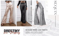 Thumbnail for Women's Loose Wide-Leg High-Waist Sequin Pants -, Pants , Drestiny , Apricot, Australia, Black, Blue, Brown, Canada, Casual Pants, Dress Pants, Gold, L, M, New Zealand, Pink, Red, S, Silver, United Kingdom, United States, XL , Drestiny , www.shopdrestiny.com