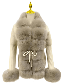 Thumbnail for Women's Luxury Knitted Sweater Coat With Detachable Fur in 14 Colors! -, Sweater Coat , Drestiny , Australia, Beige, Black, Blue Grey, Brown, Camel, Coats, Dark Khaki, Khaki, L, Light Brown, M, New Zealand, Pink, S, United Kingdom, United States, White, XL, XXL, XXXL , Drestiny , www.shopdrestiny.com