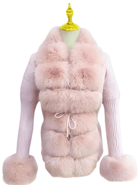 Thumbnail for Women's Luxury Knitted Sweater Coat With Detachable Fur in 14 Colors! -, Sweater Coat , Drestiny , Australia, Beige, Black, Blue Grey, Brown, Camel, Coats, Dark Khaki, Khaki, L, Light Brown, M, New Zealand, Pink, S, United Kingdom, United States, White, XL, XXL, XXXL , Drestiny , www.shopdrestiny.com