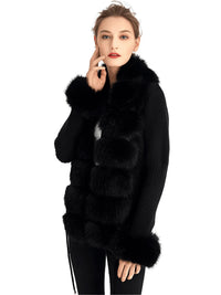 Thumbnail for Women's Luxury Knitted Sweater Coat With Detachable Fur in 14 Colors!