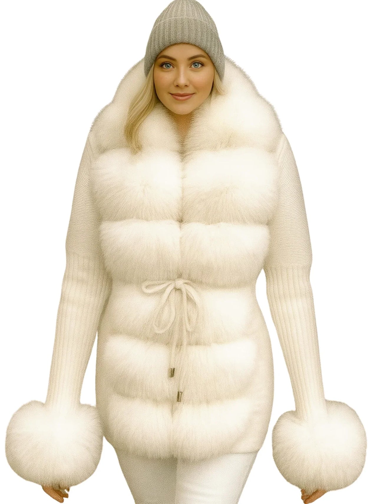 Women's Luxury Knitted Sweater Coat With Detachable Fur in 14 Colors! -, Sweater Coat , Drestiny , Australia, Beige, Black, Blue Grey, Brown, Camel, Coats, Dark Khaki, Khaki, L, Light Brown, M, New Zealand, Pink, S, United Kingdom, United States, White, XL, XXL, XXXL , Drestiny , www.shopdrestiny.com