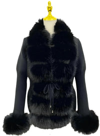 Thumbnail for Women's Luxury Knitted Sweater Coat With Detachable Fur in 14 Colors! -, Sweater Coat , Drestiny , Australia, Beige, Black, Blue Grey, Brown, Camel, Coats, Dark Khaki, Khaki, L, Light Brown, M, New Zealand, Pink, S, United Kingdom, United States, White, XL, XXL, XXXL , Drestiny , www.shopdrestiny.com