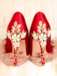 Thumbnail for Women's Metal Carved High Heel Silk Wedding Shoes -, High Heels , Drestiny , 10, 11, 4.5, 5, 6, 7, 8, 9, Australia, Black, Blue, Canada, Gold, Heels, High Heels, New Zealand, Red, United Kingdom, United States, White , Drestiny , www.shopdrestiny.com