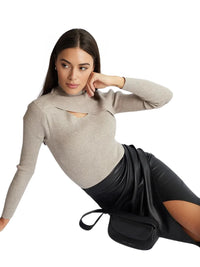 Thumbnail for Women's Midi Leather Skirt Sexy Split High Waist Front Slit Skirts Ladies Black Faux Leather Folded Skirt For Women