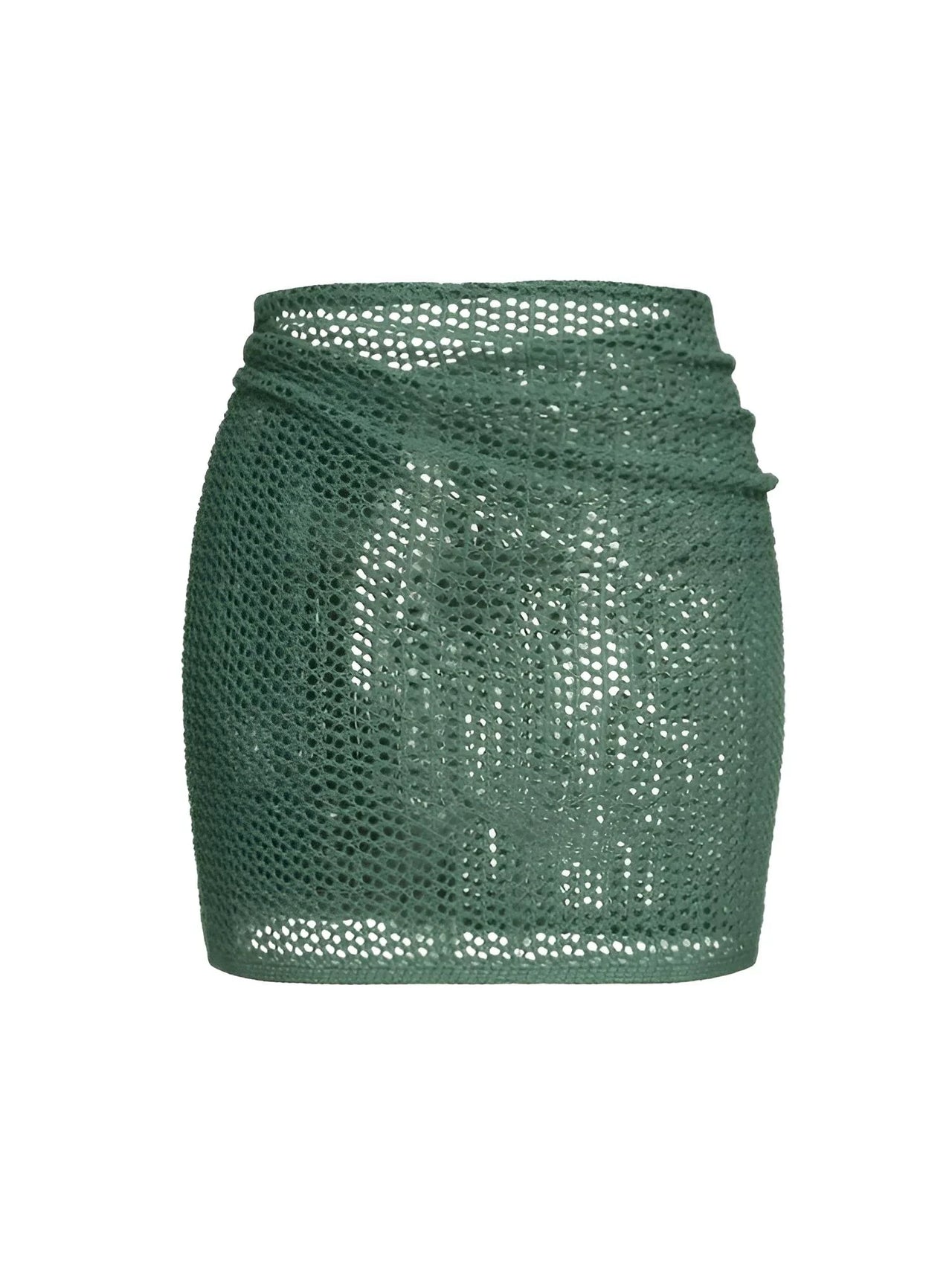 Green crochet skirt on a white background