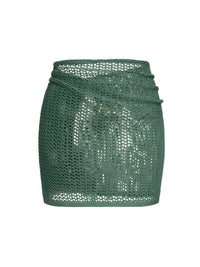 Thumbnail for Green crochet skirt on a white background