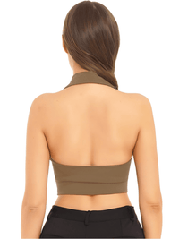 Thumbnail for Women's Office Chic Backless Halter V-Neck Crop Vest -, Vests , Drestiny , Australia, Black, Brown, Canada, Dark Blue, Khaki, Dark Brown, Light Blue, Mauve, Pink, Ivory, L, M, Navy, New Zealand, S, United Kingdom, United States, Vests, White, XL, XXL , Drestiny , www.shopdrestiny.com
