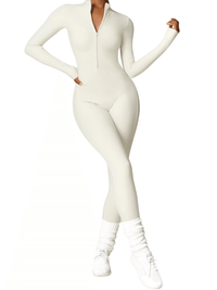 Thumbnail for Women's One-Piece Yoga Jumpsuit Leggings Long Sleeved Warm High Elastic Gym Bodysuit, Drestiny, Yoga Jumpsuit Women, Women's Yoga Romper, One Piece Yoga Outfit, Seamless Yoga Jumpsuit, United States, Canada, Australia, New Zealand, United Kingdom, S, M, L, XL, Jumpsuits, Bodysuits, Dark Blue, Cream, Black, Green, Brown, Coffee, Purple, Blue, Apricot, Navy, Grey, Long Sleeves, shopdrestiny.com