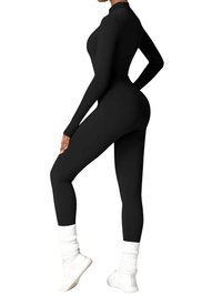 Thumbnail for Women's One-Piece Yoga Jumpsuit Leggings Long Sleeved Warm High Elastic Gym Bodysuit, Drestiny, Yoga Jumpsuit Women, Women's Yoga Romper, One Piece Yoga Outfit, Seamless Yoga Jumpsuit, United States, Canada, Australia, New Zealand, United Kingdom, S, M, L, XL, Jumpsuits, Bodysuits, Dark Blue, Cream, Black, Green, Brown, Coffee, Purple, Blue, Apricot, Navy, Grey, Long Sleeves, shopdrestiny.com