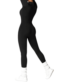Thumbnail for Women's One-Piece Yoga Jumpsuit Leggings Long Sleeved Warm High Elastic Gym Bodysuit, Drestiny, Yoga Jumpsuit Women, Women's Yoga Romper, One Piece Yoga Outfit, Seamless Yoga Jumpsuit, United States, Canada, Australia, New Zealand, United Kingdom, S, M, L, XL, Jumpsuits, Bodysuits, Dark Blue, Cream, Black, Green, Brown, Coffee, Purple, Blue, Apricot, Navy, Grey, Long Sleeves, shopdrestiny.com