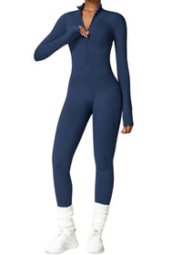 Thumbnail for Women's One-Piece Yoga Jumpsuit Leggings Long Sleeved Warm High Elastic Gym Bodysuit, Drestiny, Yoga Jumpsuit Women, Women's Yoga Romper, One Piece Yoga Outfit, Seamless Yoga Jumpsuit, United States, Canada, Australia, New Zealand, United Kingdom, S, M, L, XL, Jumpsuits, Bodysuits, Dark Blue, Cream, Black, Green, Brown, Coffee, Purple, Blue, Apricot, Navy, Grey, Long Sleeves, shopdrestiny.com