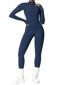 Thumbnail for Women's One-Piece Yoga Jumpsuit Leggings Long Sleeved Warm High Elastic Gym Bodysuit, Drestiny, Yoga Jumpsuit Women, Women's Yoga Romper, One Piece Yoga Outfit, Seamless Yoga Jumpsuit, United States, Canada, Australia, New Zealand, United Kingdom, S, M, L, XL, Jumpsuits, Bodysuits, Dark Blue, Cream, Black, Green, Brown, Coffee, Purple, Blue, Apricot, Navy, Grey, Long Sleeves, shopdrestiny.com