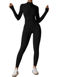 Thumbnail for Women's One-Piece Yoga Jumpsuit Leggings Long Sleeved Warm High Elastic Gym Bodysuit, Drestiny, Yoga Jumpsuit Women, Women's Yoga Romper, One Piece Yoga Outfit, Seamless Yoga Jumpsuit, United States, Canada, Australia, New Zealand, United Kingdom, S, M, L, XL, Jumpsuits, Bodysuits, Dark Blue, Cream, Black, Green, Brown, Coffee, Purple, Blue, Apricot, Navy, Grey, Long Sleeves, shopdrestiny.com