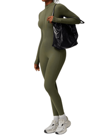 Thumbnail for Women's One-Piece Yoga Jumpsuit Leggings Long Sleeved Warm High Elastic Gym Bodysuit, Drestiny, Yoga Jumpsuit Women, Women's Yoga Romper, One Piece Yoga Outfit, Seamless Yoga Jumpsuit, United States, Canada, Australia, New Zealand, United Kingdom, S, M, L, XL, Jumpsuits, Bodysuits, Dark Blue, Cream, Black, Green, Brown, Coffee, Purple, Blue, Apricot, Navy, Grey, Long Sleeves, shopdrestiny.com