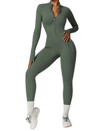 Thumbnail for Women's One-Piece Yoga Jumpsuit Leggings Long Sleeved Warm High Elastic Gym Bodysuit, Drestiny, Yoga Jumpsuit Women, Women's Yoga Romper, One Piece Yoga Outfit, Seamless Yoga Jumpsuit, United States, Canada, Australia, New Zealand, United Kingdom, S, M, L, XL, Jumpsuits, Bodysuits, Dark Blue, Cream, Black, Green, Brown, Coffee, Purple, Blue, Apricot, Navy, Grey, Long Sleeves, shopdrestiny.com