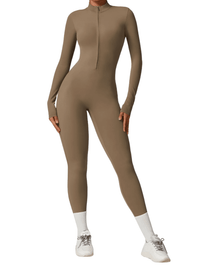 Thumbnail for Women's One-Piece Yoga Jumpsuit Leggings Long Sleeved Warm High Elastic Gym Bodysuit, Drestiny, Yoga Jumpsuit Women, Women's Yoga Romper, One Piece Yoga Outfit, Seamless Yoga Jumpsuit, United States, Canada, Australia, New Zealand, United Kingdom, S, M, L, XL, Jumpsuits, Bodysuits, Dark Blue, Cream, Black, Green, Brown, Coffee, Purple, Blue, Apricot, Navy, Grey, Long Sleeves, shopdrestiny.com