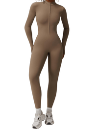 Thumbnail for Women's One-Piece Yoga Jumpsuit Leggings Long Sleeved Warm High Elastic Gym Bodysuit, Drestiny, Yoga Jumpsuit Women, Women's Yoga Romper, One Piece Yoga Outfit, Seamless Yoga Jumpsuit, United States, Canada, Australia, New Zealand, United Kingdom, S, M, L, XL, Jumpsuits, Bodysuits, Dark Blue, Cream, Black, Green, Brown, Coffee, Purple, Blue, Apricot, Navy, Grey, Long Sleeves, shopdrestiny.com