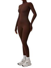 Thumbnail for Women's One-Piece Yoga Jumpsuit Leggings Long Sleeved Warm High Elastic Gym Bodysuit, Drestiny, Yoga Jumpsuit Women, Women's Yoga Romper, One Piece Yoga Outfit, Seamless Yoga Jumpsuit, United States, Canada, Australia, New Zealand, United Kingdom, S, M, L, XL, Jumpsuits, Bodysuits, Dark Blue, Cream, Black, Green, Brown, Coffee, Purple, Blue, Apricot, Navy, Grey, Long Sleeves, shopdrestiny.com