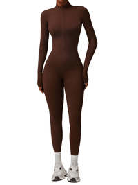 Thumbnail for Women's One-Piece Yoga Jumpsuit Leggings Long Sleeved Warm High Elastic Gym Bodysuit, Drestiny, Yoga Jumpsuit Women, Women's Yoga Romper, One Piece Yoga Outfit, Seamless Yoga Jumpsuit, United States, Canada, Australia, New Zealand, United Kingdom, S, M, L, XL, Jumpsuits, Bodysuits, Dark Blue, Cream, Black, Green, Brown, Coffee, Purple, Blue, Apricot, Navy, Grey, Long Sleeves, shopdrestiny.com