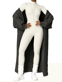 Thumbnail for Women's One-Piece Yoga Jumpsuit Leggings Long Sleeved Warm High Elastic Gym Bodysuit, Drestiny, Yoga Jumpsuit Women, Women's Yoga Romper, One Piece Yoga Outfit, Seamless Yoga Jumpsuit, United States, Canada, Australia, New Zealand, United Kingdom, S, M, L, XL, Jumpsuits, Bodysuits, Dark Blue, Cream, Black, Green, Brown, Coffee, Purple, Blue, Apricot, Navy, Grey, Long Sleeves, shopdrestiny.com