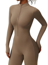 Thumbnail for Women's One-Piece Yoga Jumpsuit Leggings Long Sleeved Warm High Elastic Gym Bodysuit, Drestiny, Yoga Jumpsuit Women, Women's Yoga Romper, One Piece Yoga Outfit, Seamless Yoga Jumpsuit, United States, Canada, Australia, New Zealand, United Kingdom, S, M, L, XL, Jumpsuits, Bodysuits, Dark Blue, Cream, Black, Green, Brown, Coffee, Purple, Blue, Apricot, Navy, Grey, Long Sleeves, shopdrestiny.com