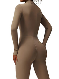 Thumbnail for Women's One-Piece Yoga Jumpsuit Leggings Long Sleeved Warm High Elastic Gym Bodysuit, Drestiny, Yoga Jumpsuit Women, Women's Yoga Romper, One Piece Yoga Outfit, Seamless Yoga Jumpsuit, United States, Canada, Australia, New Zealand, United Kingdom, S, M, L, XL, Jumpsuits, Bodysuits, Dark Blue, Cream, Black, Green, Brown, Coffee, Purple, Blue, Apricot, Navy, Grey, Long Sleeves, shopdrestiny.com