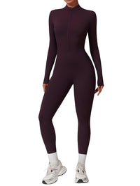 Thumbnail for Women's One-Piece Yoga Jumpsuit Leggings Long Sleeved Warm High Elastic Gym Bodysuit, Drestiny, Yoga Jumpsuit Women, Women's Yoga Romper, One Piece Yoga Outfit, Seamless Yoga Jumpsuit, United States, Canada, Australia, New Zealand, United Kingdom, S, M, L, XL, Jumpsuits, Bodysuits, Dark Blue, Cream, Black, Green, Brown, Coffee, Purple, Blue, Apricot, Navy, Grey, Long Sleeves, shopdrestiny.com