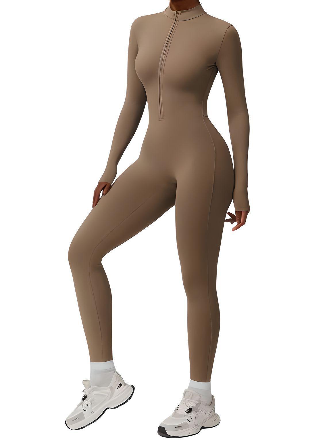 Women's One-Piece Yoga Jumpsuit Leggings Long Sleeved Warm High Elastic Gym Bodysuit, Drestiny, Yoga Jumpsuit Women, Women's Yoga Romper, One Piece Yoga Outfit, Seamless Yoga Jumpsuit, United States, Canada, Australia, New Zealand, United Kingdom, S, M, L, XL, Jumpsuits, Bodysuits, Dark Blue, Cream, Black, Green, Brown, Coffee, Purple, Blue, Apricot, Navy, Grey, Long Sleeves, shopdrestiny.com