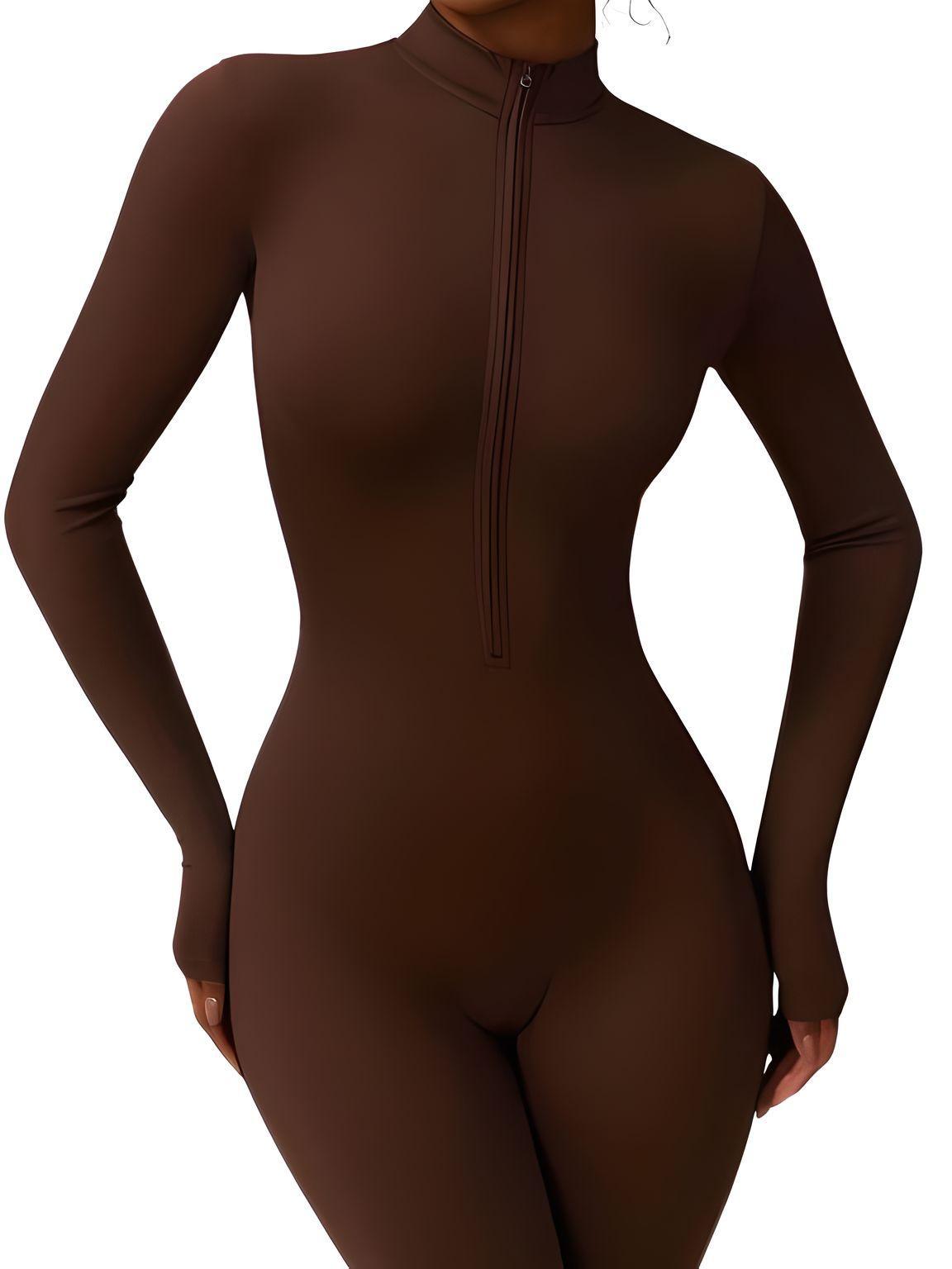 Women's One-Piece Yoga Jumpsuit Leggings Long Sleeved Warm High Elastic Gym Bodysuit, Drestiny, Yoga Jumpsuit Women, Women's Yoga Romper, One Piece Yoga Outfit, Seamless Yoga Jumpsuit, United States, Canada, Australia, New Zealand, United Kingdom, S, M, L, XL, Jumpsuits, Bodysuits, Dark Blue, Cream, Black, Green, Brown, Coffee, Purple, Blue, Apricot, Navy, Grey, Long Sleeves, shopdrestiny.com