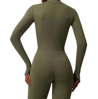 Thumbnail for Women's One-Piece Yoga Jumpsuit Leggings Long Sleeved Warm High Elastic Gym Bodysuit, Drestiny, Yoga Jumpsuit Women, Women's Yoga Romper, One Piece Yoga Outfit, Seamless Yoga Jumpsuit, United States, Canada, Australia, New Zealand, United Kingdom, S, M, L, XL, Jumpsuits, Bodysuits, Dark Blue, Cream, Black, Green, Brown, Coffee, Purple, Blue, Apricot, Navy, Grey, Long Sleeves, shopdrestiny.com