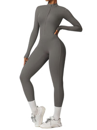 Thumbnail for Women's One-Piece Yoga Jumpsuit Leggings Long Sleeved Warm High Elastic Gym Bodysuit, Drestiny, Yoga Jumpsuit Women, Women's Yoga Romper, One Piece Yoga Outfit, Seamless Yoga Jumpsuit, United States, Canada, Australia, New Zealand, United Kingdom, S, M, L, XL, Jumpsuits, Bodysuits, Dark Blue, Cream, Black, Green, Brown, Coffee, Purple, Blue, Apricot, Navy, Grey, Long Sleeves, shopdrestiny.com