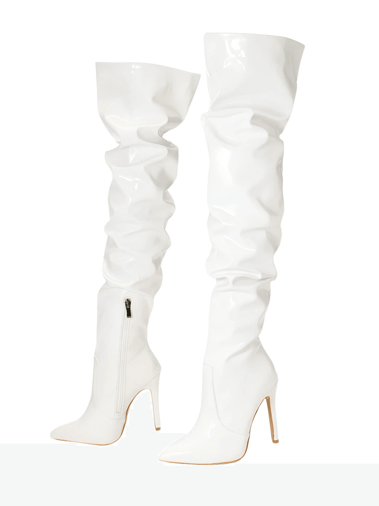 Women's Over The Knee Boots High Heels Patent Leather Solid Pointed Toe Stiletto Side Zipper, Drestiny, Black, Red, White, Apricot, 4, 5, 6, 7, 8, 9, 10, 11, United States, Australia, New Zealand, USA, leather thigh high boots, black leather thigh high boots, high heel leather thigh high boots, designer leather thigh high boots, Shopdrestiny.com