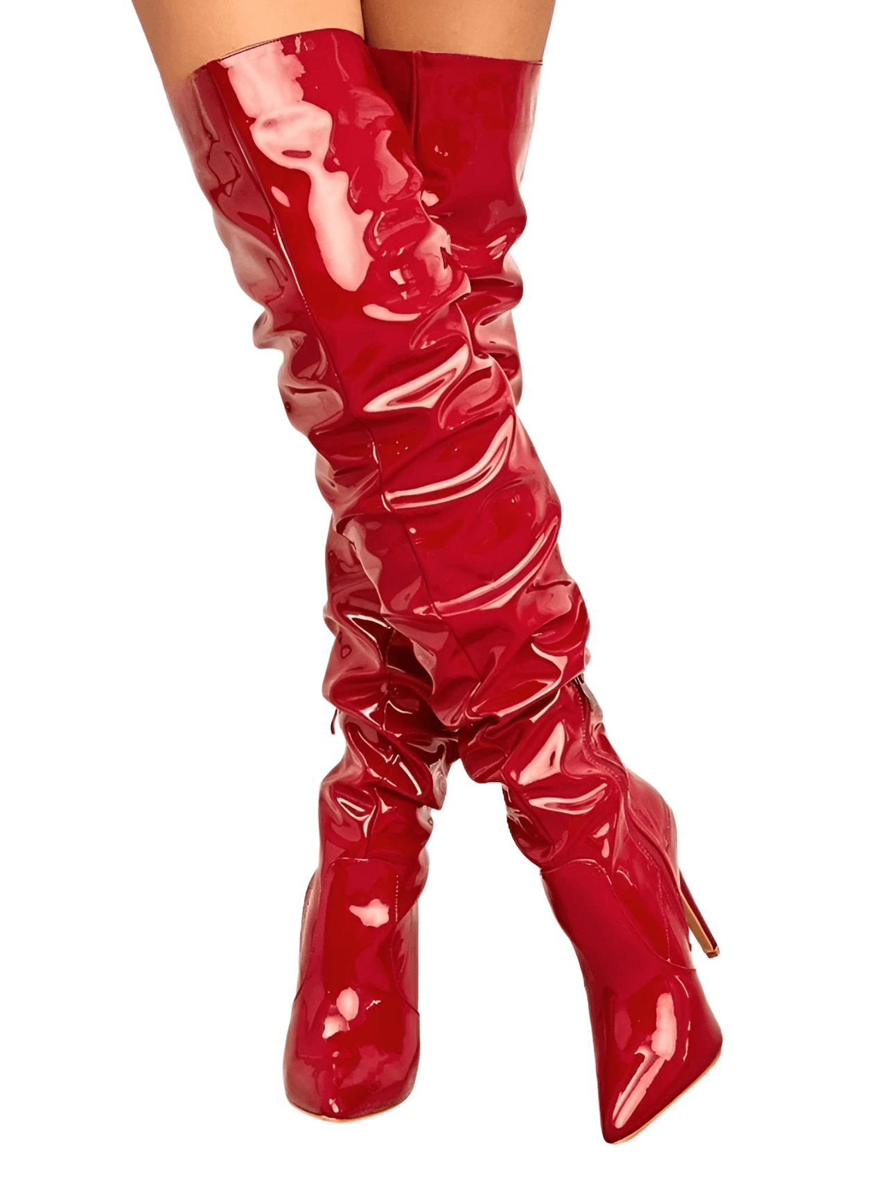 Women's Over The Knee Boots High Heels Patent Leather Solid Pointed Toe Stiletto Side Zipper, Drestiny, Black, Red, White, Apricot, 4, 5, 6, 7, 8, 9, 10, 11, United States, Australia, New Zealand, USA, leather thigh high boots, black leather thigh high boots, high heel leather thigh high boots, designer leather thigh high boots, Shopdrestiny.com