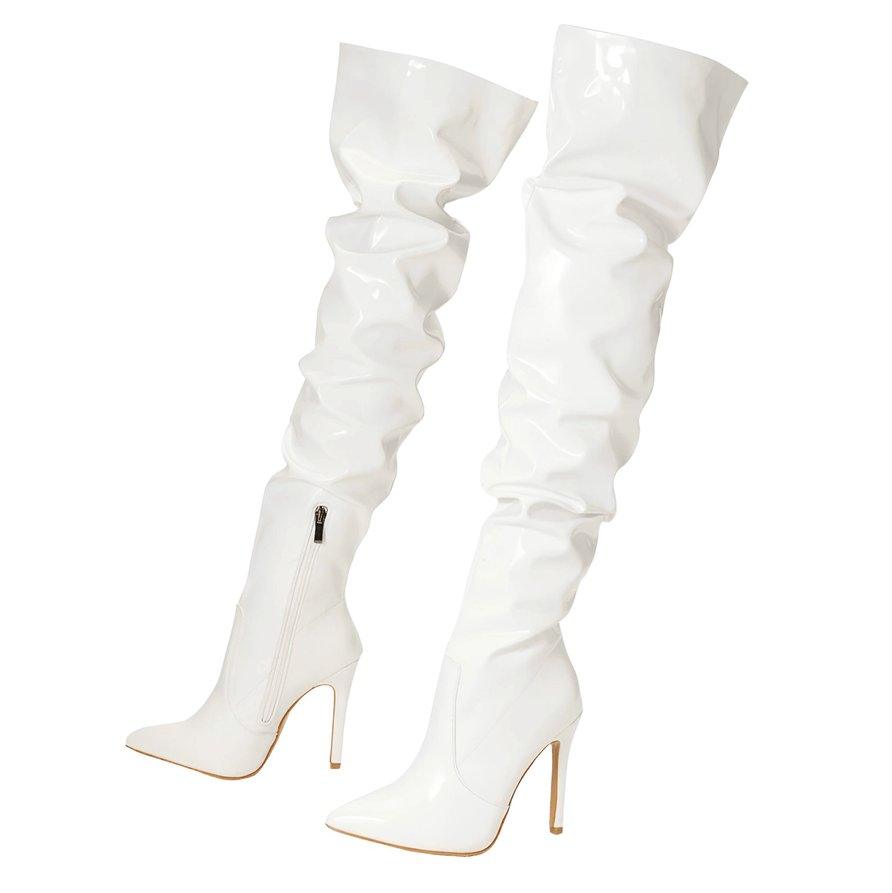 Women's Over The Knee Boots High Heels Patent Leather Solid Pointed Toe Stiletto Side Zipper, Drestiny, Black, Red, White, Apricot, 4, 5, 6, 7, 8, 9, 10, 11, United States, Australia, New Zealand, USA, leather thigh high boots, black leather thigh high boots, high heel leather thigh high boots, designer leather thigh high boots, Shopdrestiny.com