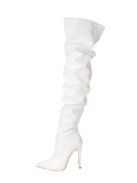 Thumbnail for Women's Over The Knee Boots High Heels Patent Leather Solid Pointed Toe Stiletto Side Zipper, Drestiny, Black, Red, White, Apricot, 4, 5, 6, 7, 8, 9, 10, 11, United States, Australia, New Zealand, USA, leather thigh high boots, black leather thigh high boots, high heel leather thigh high boots, designer leather thigh high boots, Shopdrestiny.com