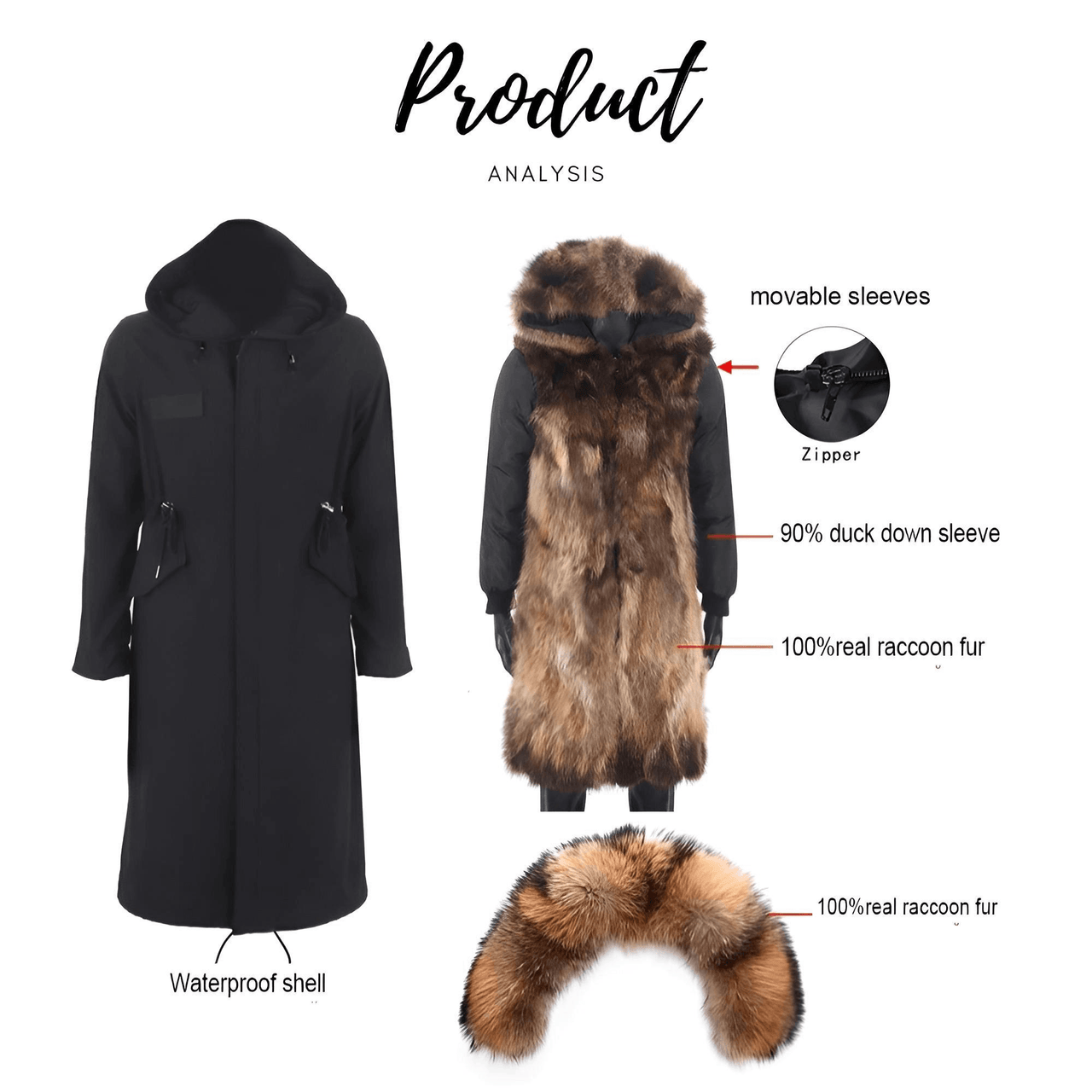 Women's Long Real Fur Coat Parka Waterproof -, Coats & Jackets , Drestiny , 4XL, 5XL, 6XL, 7XL, Australia, Black, Brown, Canada, Coats, Dark Brown, Dark Red, Grey, L, Light Grey, M, New Zealand, Olive Green, Red, S, Tan, United Kingdom, United States, XL, XXL, XXXL , Drestiny , www.shopdrestiny.com