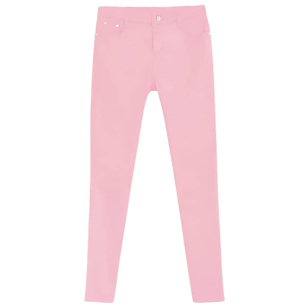 Pink jeans on a white background