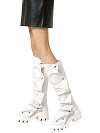 Thumbnail for Women's Platform Fold Over Boots Block Heel Round Toe Pull on Fashion Mid-Calf Female Boots, Drestiny, Platform Boots Women, Chunky Platform Boots, Black Platform Boots, Platform Boot Outfit Ideas, United States, USA, Canada, Australia, New Zealand, United Kingdom, UK, Red, Orange, Brown, Black, Metallic Blue, White, Metallic Gold, 5, 6, 7, 8, 9, 9.5, 10, 11, 12, 13, 14, 15, shopdrestiny.com