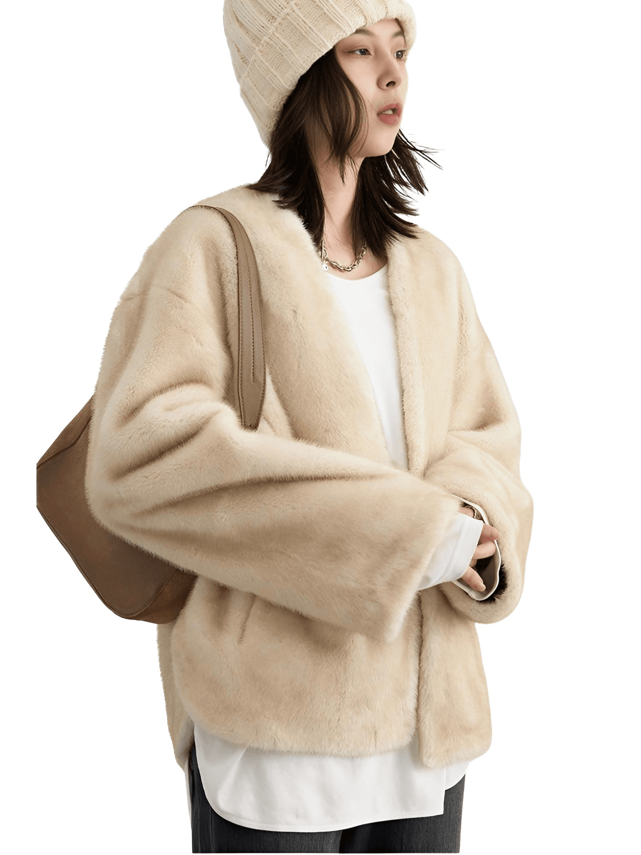 Women's Plush Jacket Loose Casual Solid Overcoat Female Coat V-Neck Woman Outerwear Autumn Winter, Drestiny, Coats, Jackets, One Size, Long Sleeves, Coffee, Dark Brown, Beige, shopdrestiny.com, women's coats, women's jackets, plush coats, women's plush coats