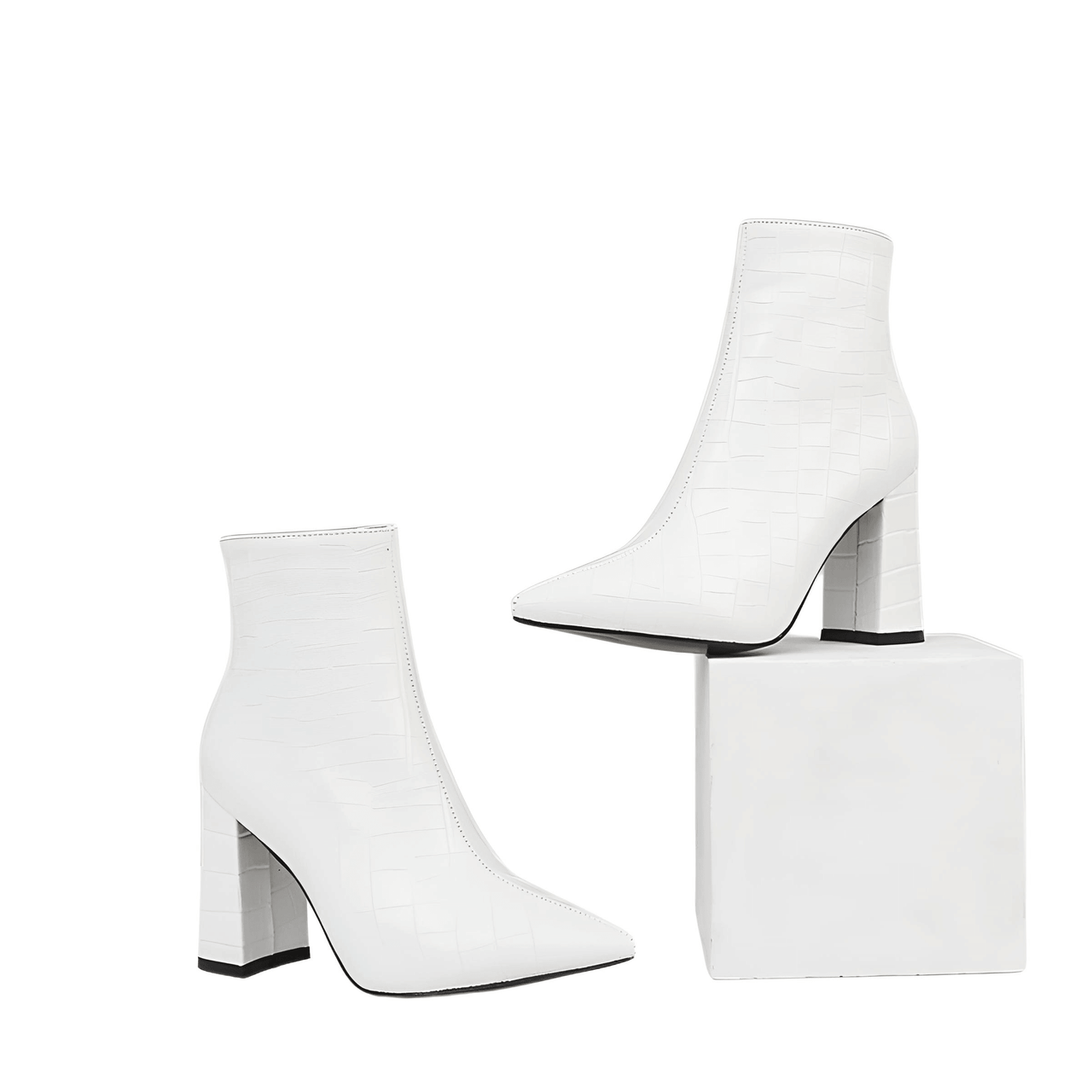 Women's Pointed Toe Ankle Boots with Thick Heels -, Ankle Boots , Drestiny , 3.5, 4, 4.5, 5, 5.5, 6, 6.5, 7, 7.5, 8, 8.5, 9, Ankle Boots, Australia, Black, Boots, Brown, FR, Heels, Light Blue, New Zealand, Sky Blue, United Kingdom, United States, White , Drestiny , www.shopdrestiny.com