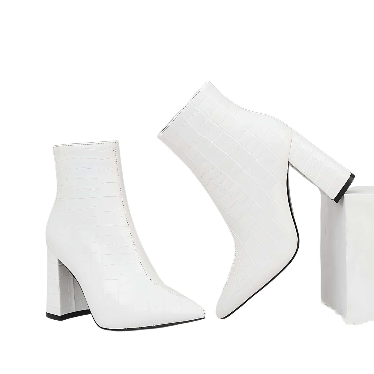 Women's Pointed Toe Ankle Boots with Thick Heels -, Ankle Boots , Drestiny , 3.5, 4, 4.5, 5, 5.5, 6, 6.5, 7, 7.5, 8, 8.5, 9, Ankle Boots, Australia, Black, Boots, Brown, FR, Heels, Light Blue, New Zealand, Sky Blue, United Kingdom, United States, White , Drestiny , www.shopdrestiny.com