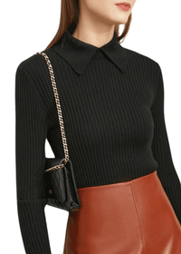 Thumbnail for Women's Polo Sweaters Fashion Long Sleeve Wool Pullovers Long Sleeve Knitted Tops Office Lady Spring Sweater, Drestiny, Sweaters, Long Sleeves, Polos, Polo Shirts, Pullovers, XS, S, M, L, XL, XXL, 2XL, Wine Red, Black, Khaki, Women's Polo Shirts, Women's Golf Shirts, Women's pique polo shirts, Best women's polo shirts, women's designer polo shirts, United States, Canada, Australia, New Zealand, United Kingdom, Usa, UK, Polo Jumpers, shopdrestiny.com