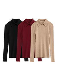Thumbnail for Women's Polo Sweaters Fashion Long Sleeve Wool Pullovers Long Sleeve Knitted Tops Office Lady Spring Sweater, Drestiny, Sweaters, Long Sleeves, Polos, Polo Shirts, Pullovers, XS, S, M, L, XL, XXL, 2XL, Wine Red, Black, Khaki, Women's Polo Shirts, Women's Golf Shirts, Women's pique polo shirts, Best women's polo shirts, women's designer polo shirts, United States, Canada, Australia, New Zealand, United Kingdom, Usa, UK, Polo Jumpers, shopdrestiny.com
