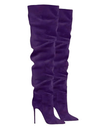 Thumbnail for Women's Suede Stiletto Boots Over The Knee Pointed Toe Sexy High Heels Long Boots Solid Color Women's Winter Designer Shoes, Drestiny, Boots, Thigh Highs, Over The Knee Boots, Stilettos, Heels, High Heels, FR, United States, Canada, Australia, New Zealand, United Kingdom, Brown, Green, Khaki, Purple, Grey, Blue, Black, shopdrestiny.com