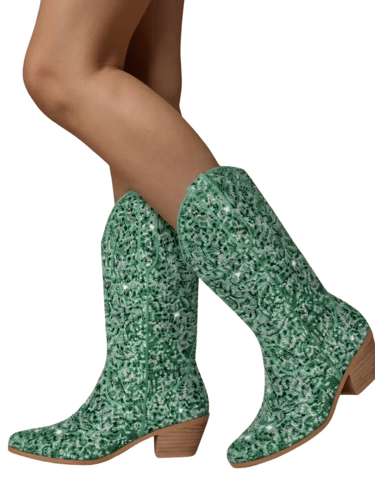 Women's Rhinestone Cowgirl Boots Side Zipper Knee High Boots Rhinestone Booties Glitter Bling Shiny Western Pointed Toe Block Heel Boots, Drestiny, United States, Boots, Heels, Cowirl Boots, USA, Australia, Canada, New Zealand, United Kingdom, UK, 5, 6, 7, 8, 9, 10, 11, 12, 13, 14, 15, Grey, Pink, Black-Red, Black, Pink-White, Green, Blue, White-Silver, rhinestone cowboy boots women, sparkly cowboy boots, rhinestone cowgirl boots, crystal cowboy boots, rhinestone embellished cowboy boots,shopdrestiny.com