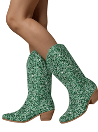 Thumbnail for Women's Rhinestone Cowgirl Boots Side Zipper Knee High Boots Rhinestone Booties Glitter Bling Shiny Western Pointed Toe Block Heel Boots, Drestiny, United States, Boots, Heels, Cowirl Boots, USA, Australia, Canada, New Zealand, United Kingdom, UK, 5, 6, 7, 8, 9, 10, 11, 12, 13, 14, 15, Grey, Pink, Black-Red, Black, Pink-White, Green, Blue, White-Silver, rhinestone cowboy boots women, sparkly cowboy boots, rhinestone cowgirl boots, crystal cowboy boots, rhinestone embellished cowboy boots,shopdrestiny.com