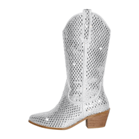 Thumbnail for Women's Rhinestone Cowgirl Boots Side Zipper Knee High Boots Rhinestone Booties Glitter Bling Shiny Western Pointed Toe Block Heel Boots, Drestiny, United States, Boots, Heels, Cowirl Boots, USA, Australia, Canada, New Zealand, United Kingdom, UK, 5, 6, 7, 8, 9, 10, 11, 12, 13, 14, 15, Grey, Pink, Black-Red, Black, Pink-White, Green, Blue, White-Silver, rhinestone cowboy boots women, sparkly cowboy boots, rhinestone cowgirl boots, crystal cowboy boots, rhinestone embellished cowboy boots,shopdrestiny.com